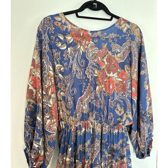 Free People High Plains Tunic Dress Size Small Blue Vintage Floral Print Boho - Picture 13 of 15